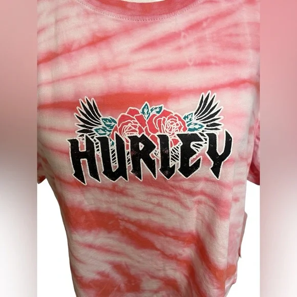 Hurley Wings Tie Dye Flutter Tee - Pink -Size Large - New with Tags - Picture 2 of 8